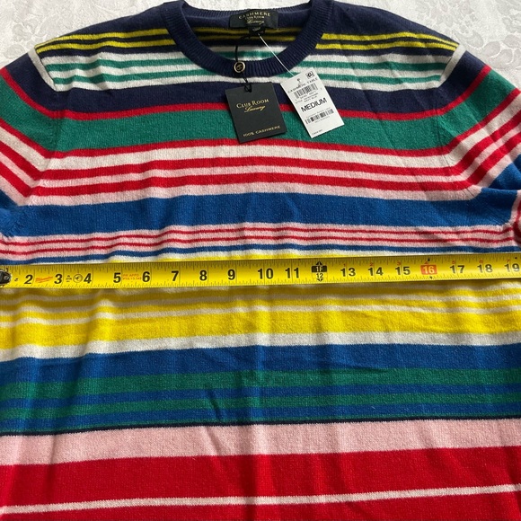 Club Room Men's Size Medium Rainbow Stripe 100% Cashmere Crew-Neck Sweater NWT - Picture 5 of 7
